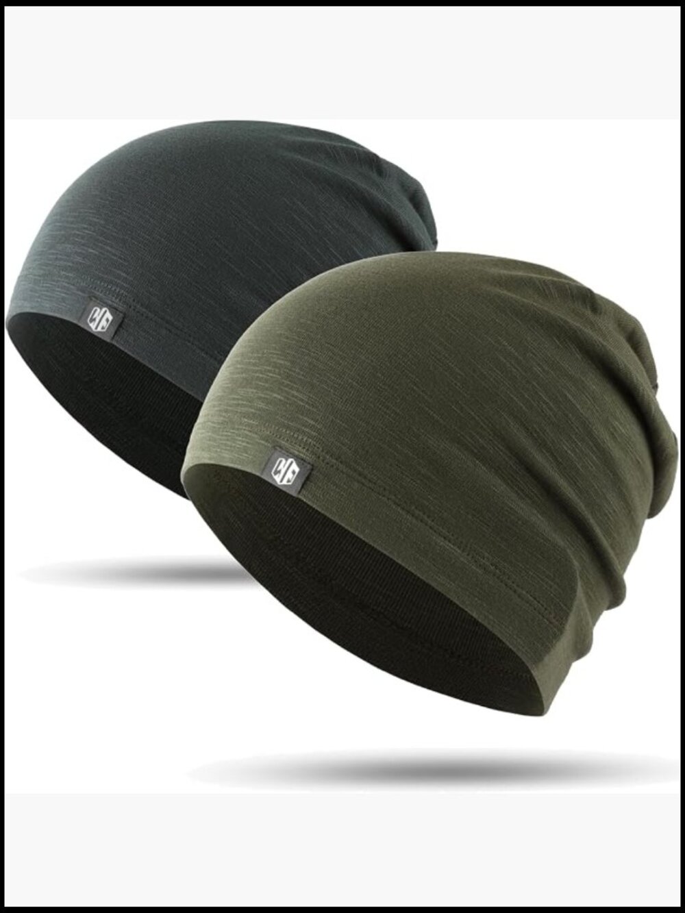 2-Pack Slouchy Beanie Skull Cap Moisture-Wicking Lightweight, Viscose &